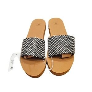 Shade & Shore Woven‎ Sandal size 10 slip on platform Black white